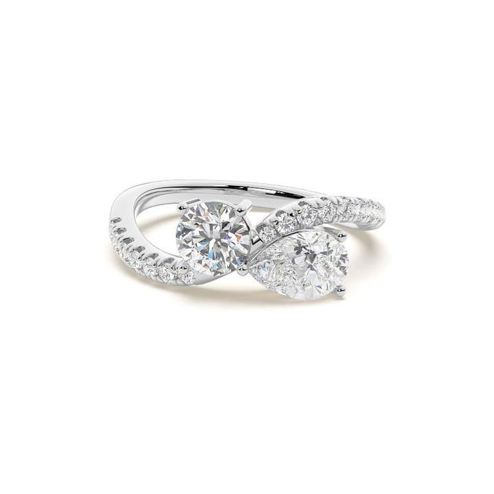 Ivory Toi-et-Moi Engagement Ring in Round 10K White Gold