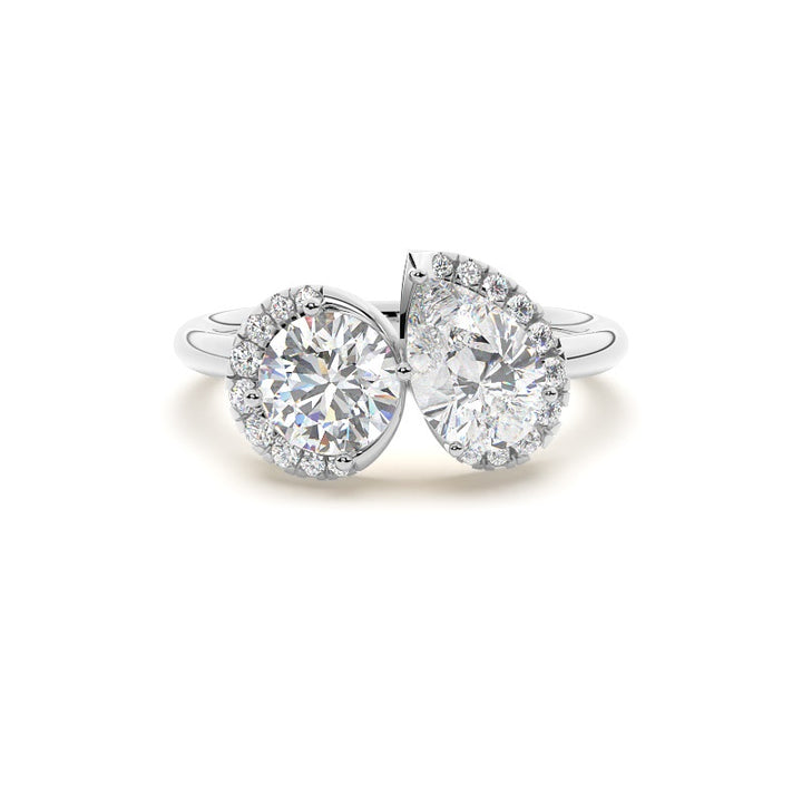 Zaha Toi-et-Moi Engagement Ring in Round 10K White Gold