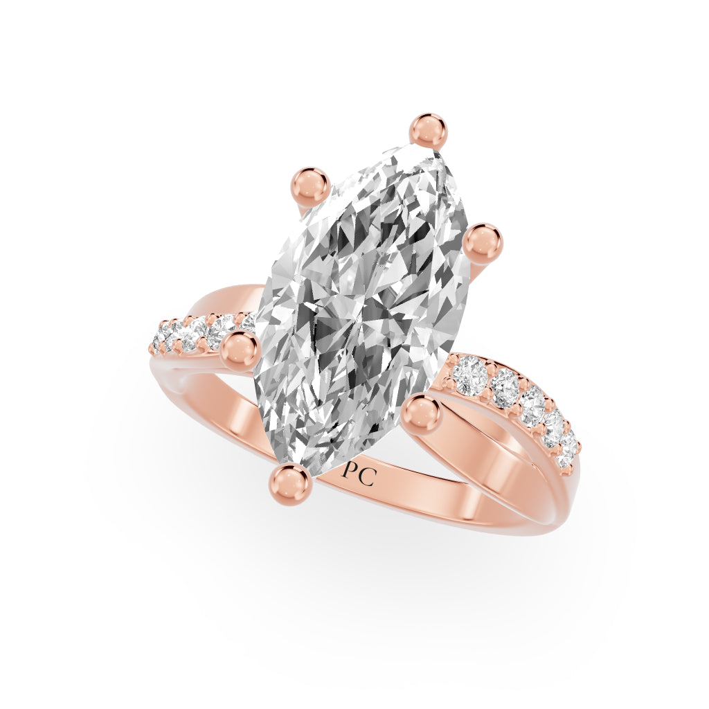 Celeste Vintage Engagement Rings in Marquise Rose Gold