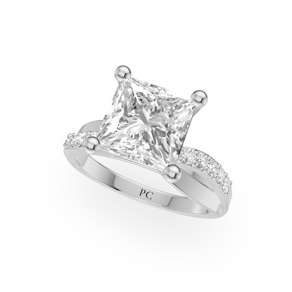 Celeste Vintage Engagement Rings in Princess White Gold