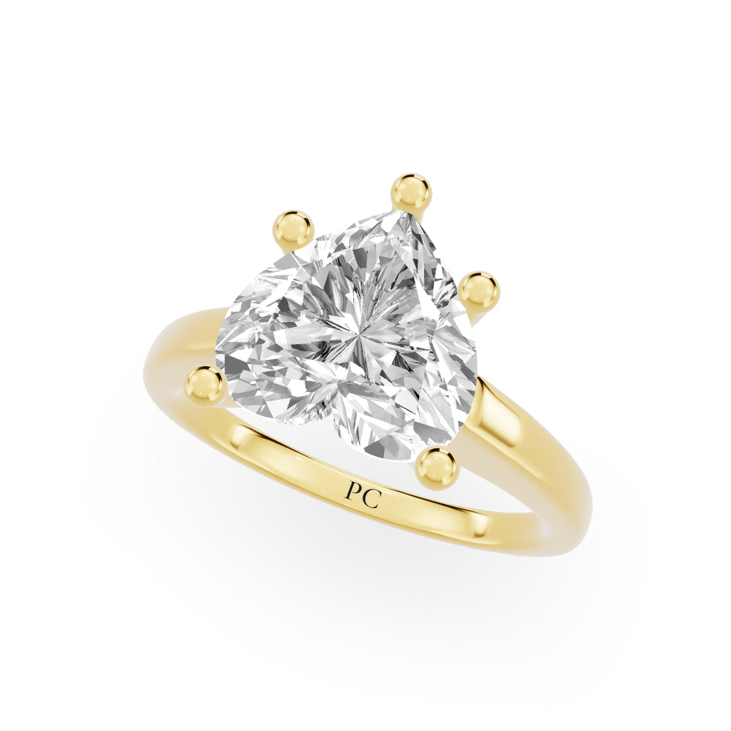 Grandeur Solitaire Engagement Rings in Heart Yellow Gold