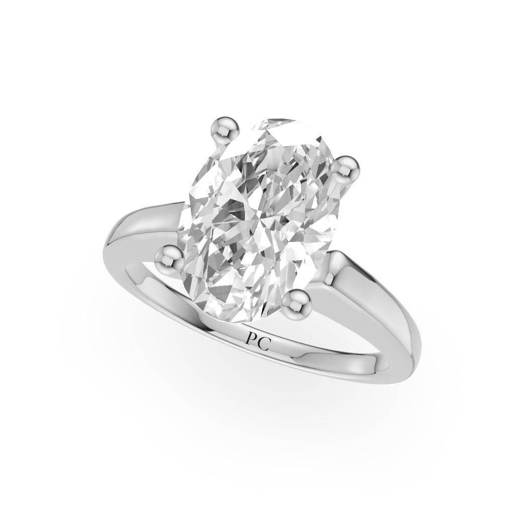 Grandeur Solitaire Engagement Rings in Oval White Gold