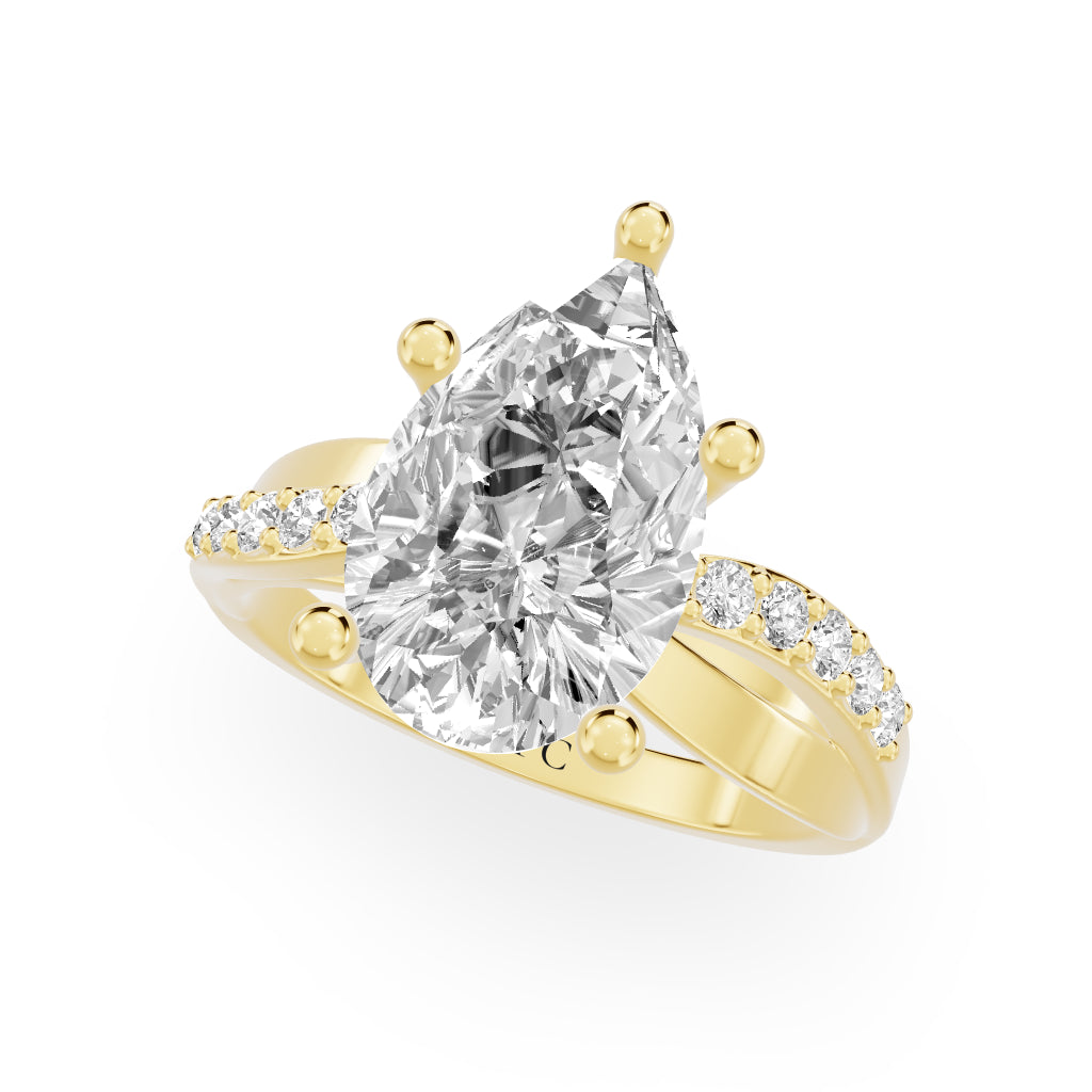 Celeste Vintage Engagement Rings in Pear Yellow Gold