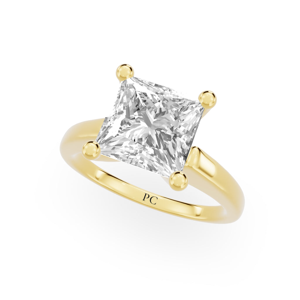 Grandeur Solitaire Engagement Rings in Princess Yellow Gold
