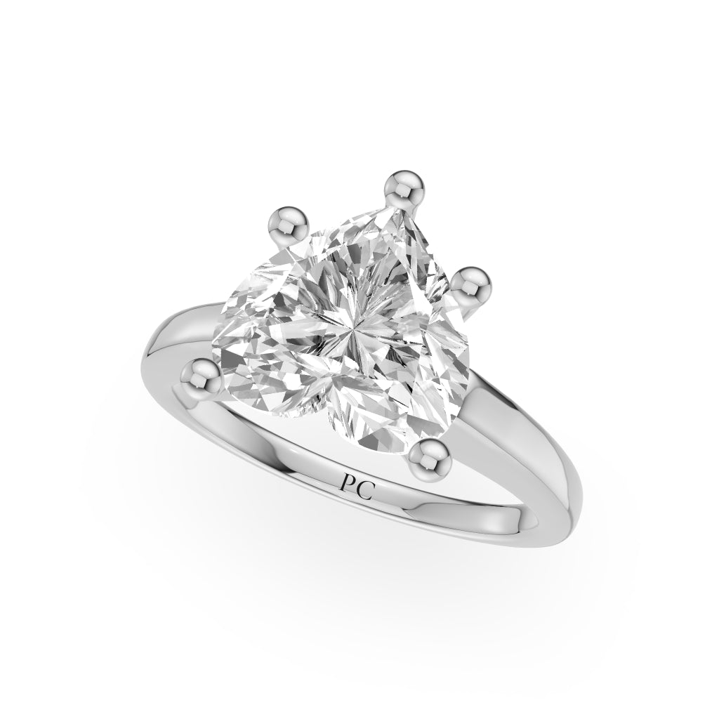 Grandeur Solitaire Engagement Rings in Heart White Gold