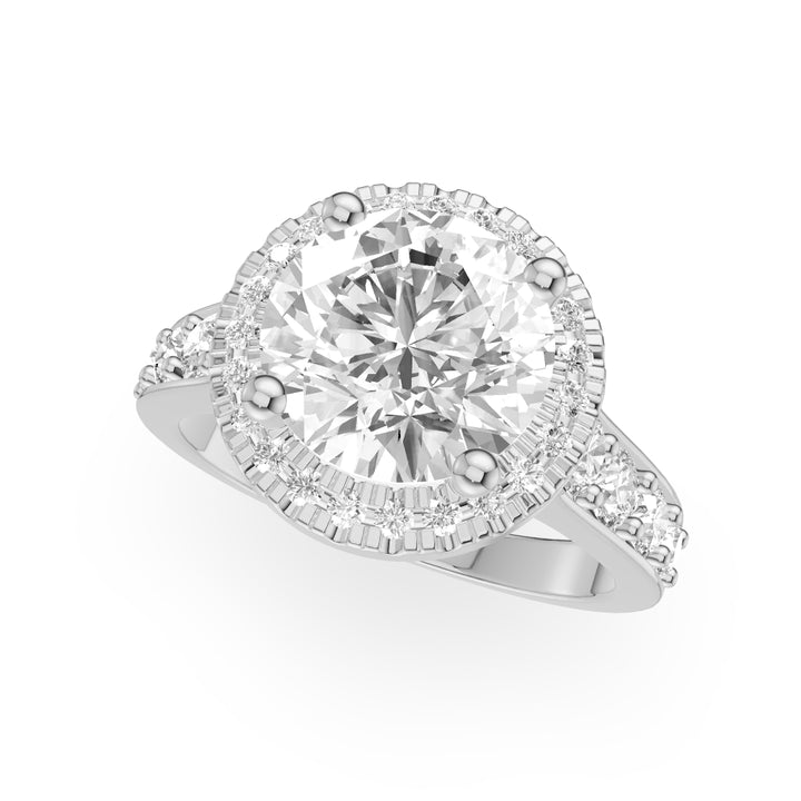 Lee Single Row Halo Engagement Ring
