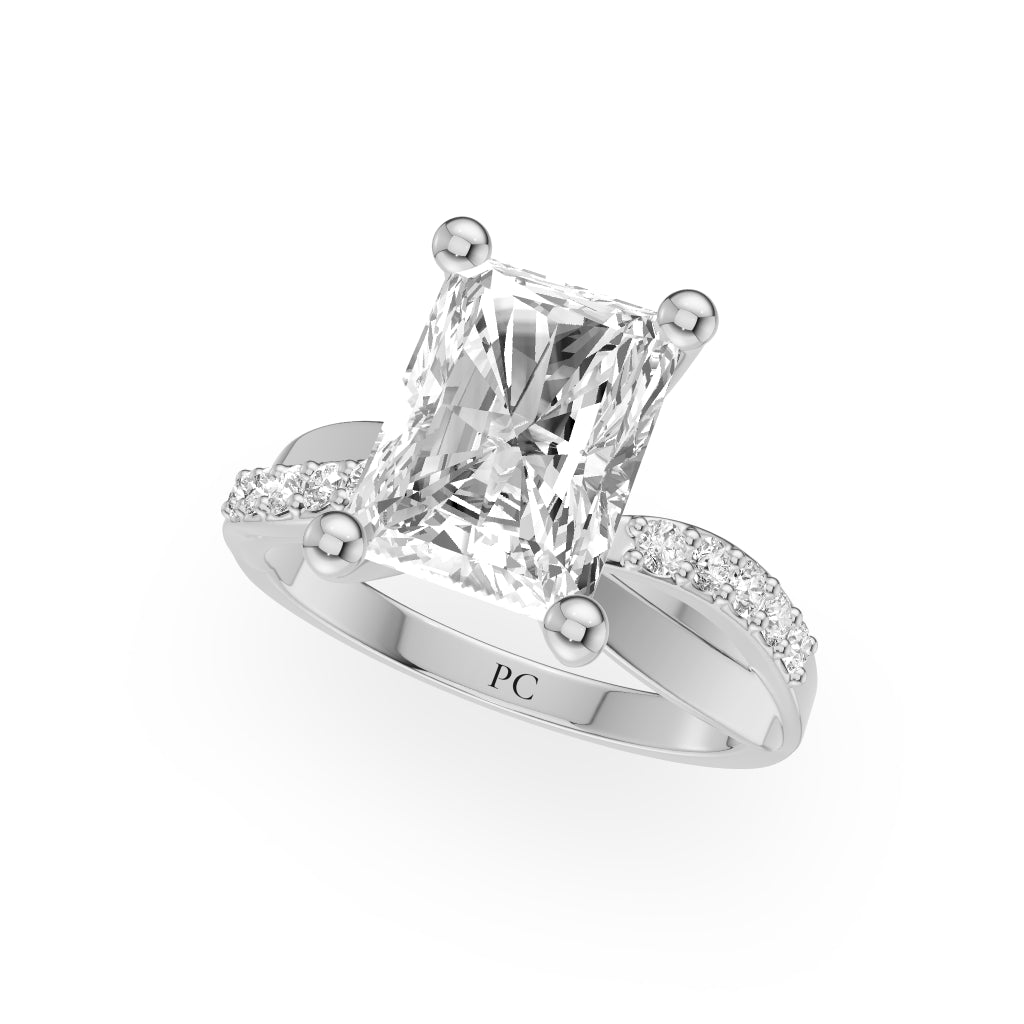 Celeste Vintage Engagement Rings in Radiant White Gold