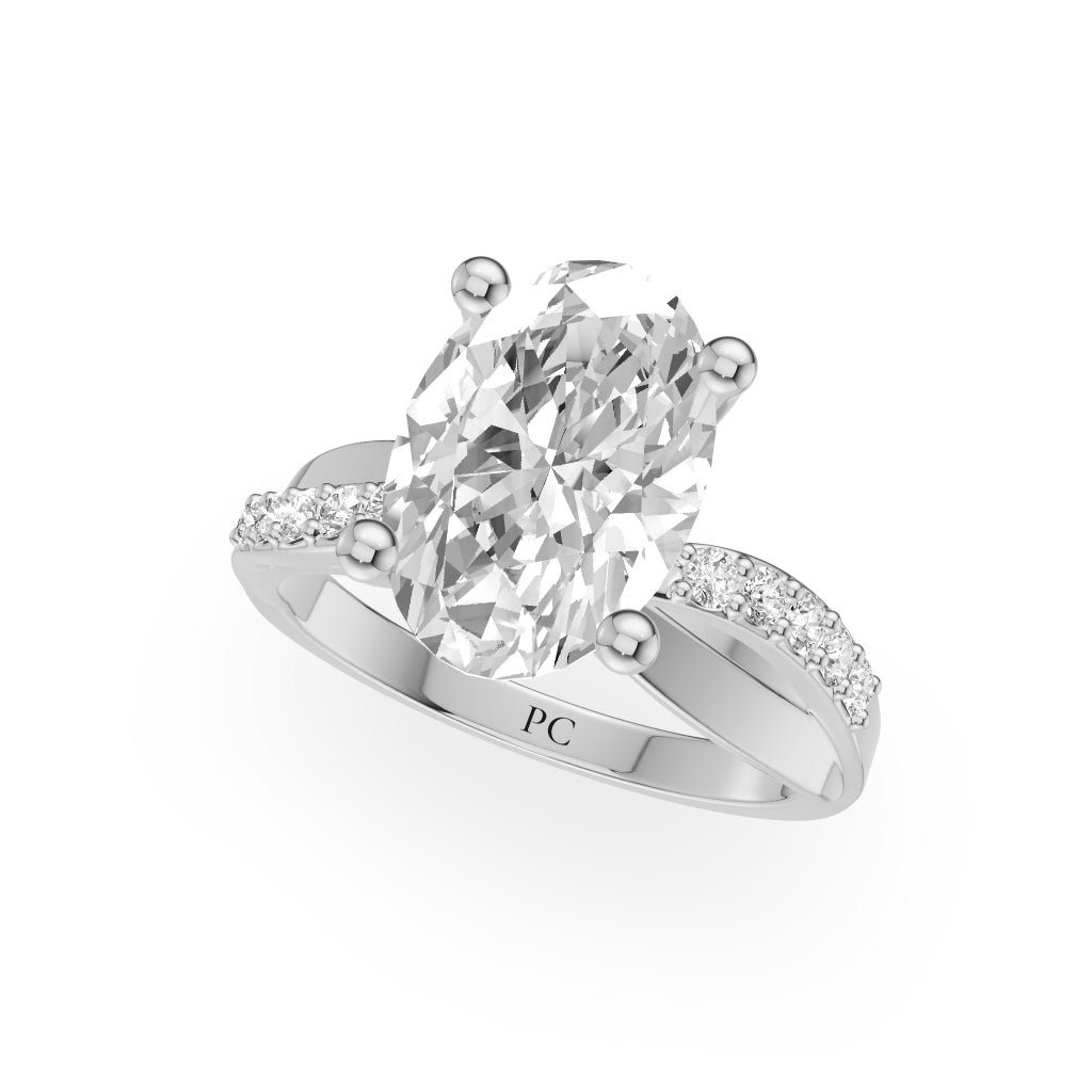 Celeste Vintage Engagement Rings in Oval White Gold