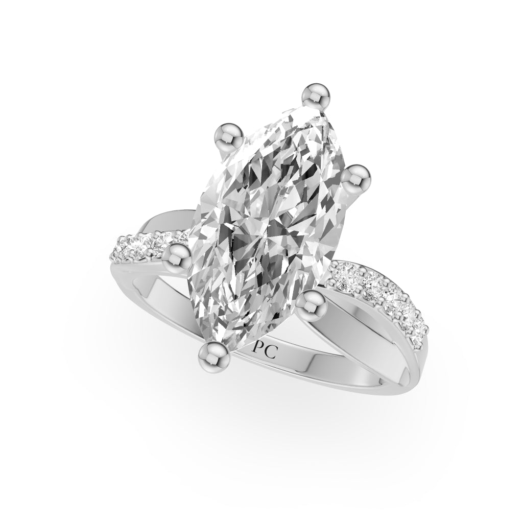 Celeste Vintage Engagement Rings in Marquise White Gold