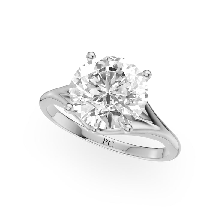 Hana Criss Cross Solitaire Engagement Ring in Round White Gold