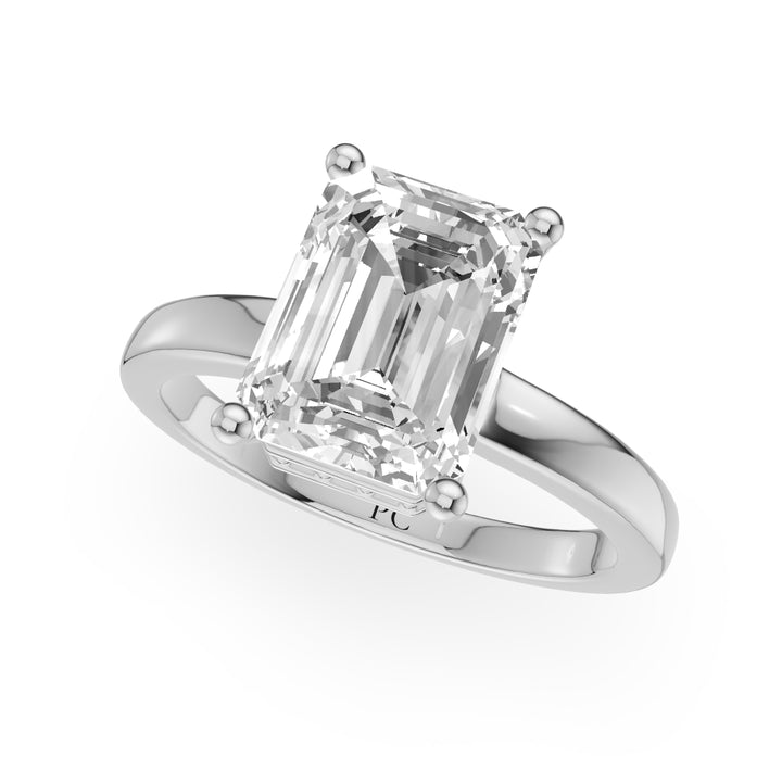 Clan Hidden Engagement Ring in Emerald White Gold
