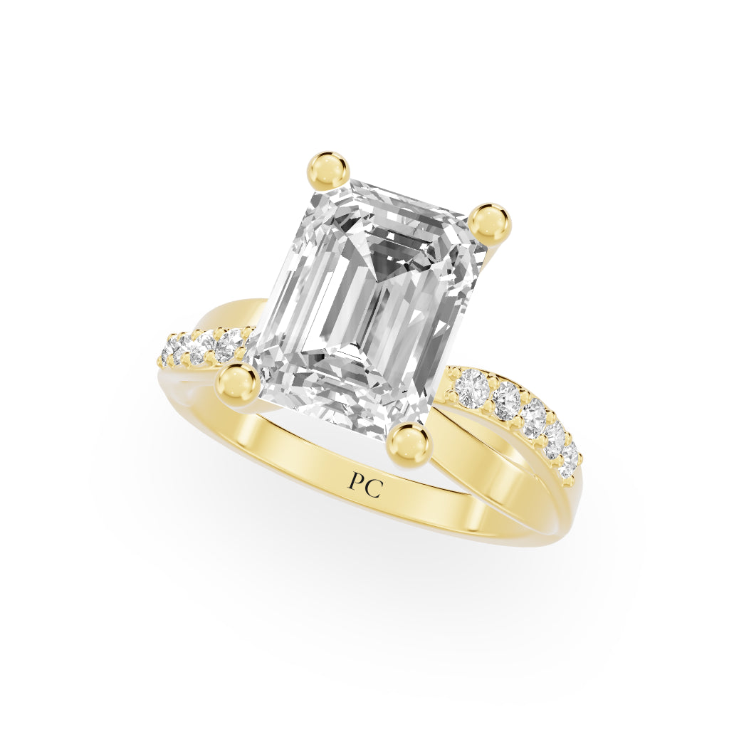 Celeste Vintage Engagement Rings in Emerald Yellow Gold