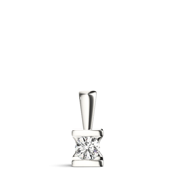 Tulip Half Bezel Solitaire Pendant in Round Platinum
