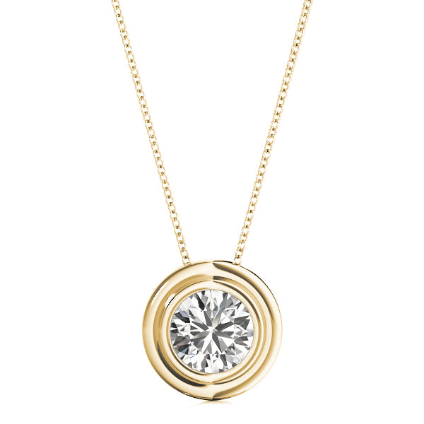 Lily Bezel Round Solitaire Pendant in 10K Yellow Gold