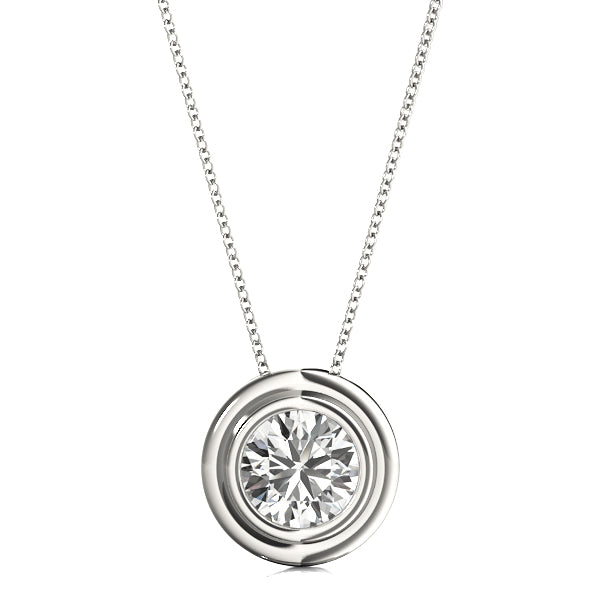 Lily Bezel Round Solitaire Pendant in Platinum