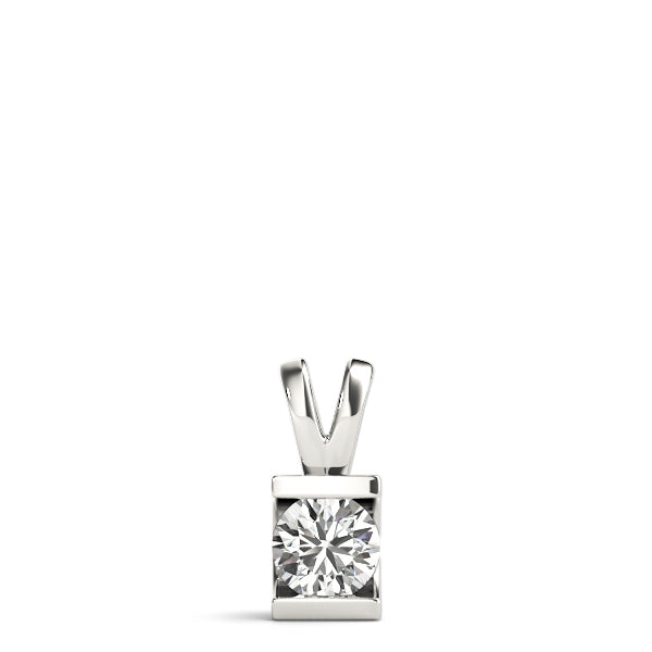 Trency Half Bezel Solitaire Pendant in Round Platinum