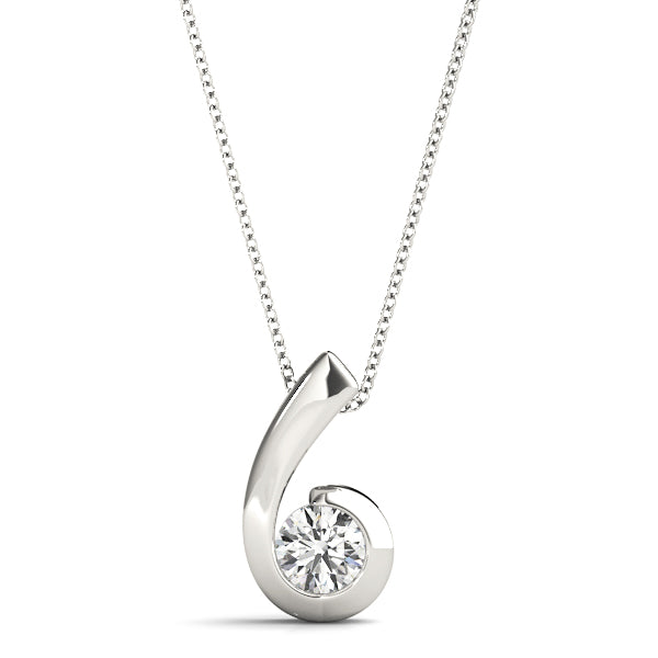 Zinnia Open Hoop Pendant in White Gold