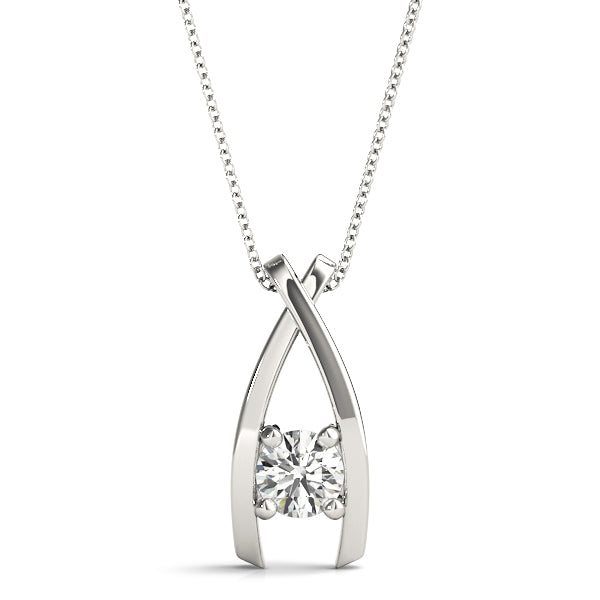 Nira Crystal Pendant in White Gold