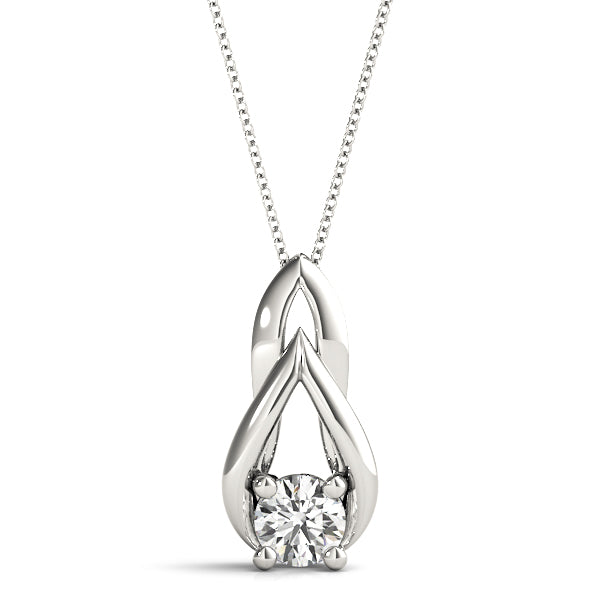 Giva Drop With Round Solitaire Pendant in White Gold