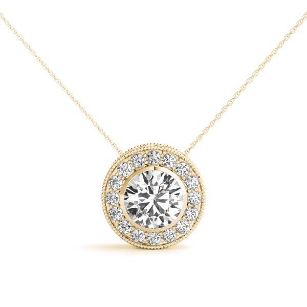 Henal Round Bezel Halo Pendant in 10K Yellow Gold