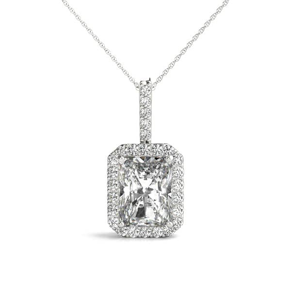 Clint Radiant Halo Pendant in White Gold