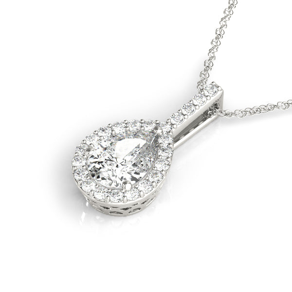Iva Pear Halo Pendant in Platinum