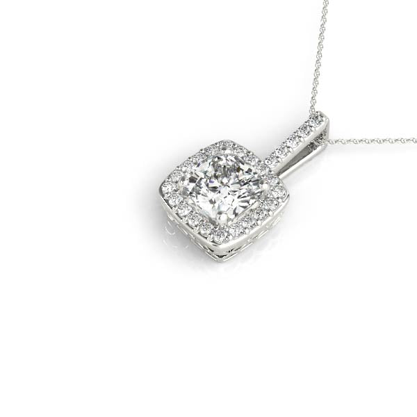 Tass Accher Halo Pendant in Cushion Platinum
