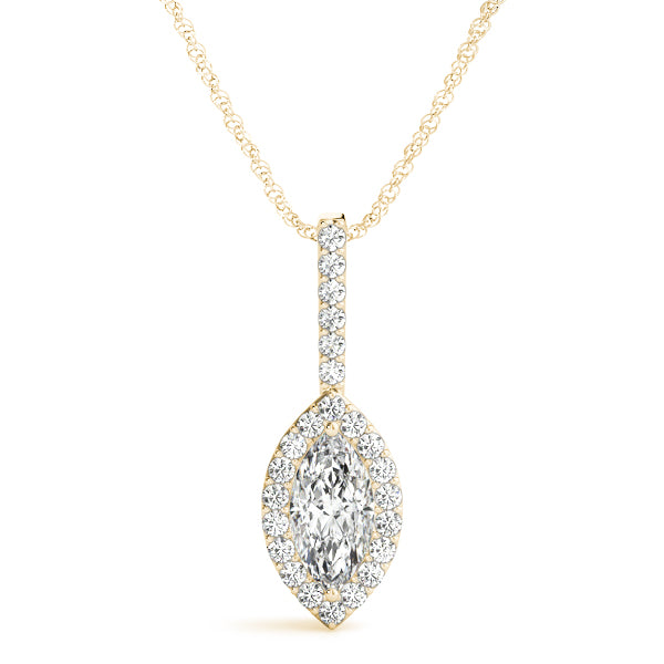 Vector Marquise Halo Pendant in 10K Yellow Gold