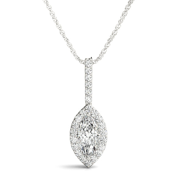 Vector Marquise Halo Pendant in Platinum