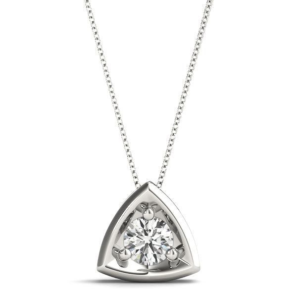 Pretty Bezel Pendant in White Gold