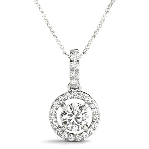 Lily Round Halo Pendant in White Gold