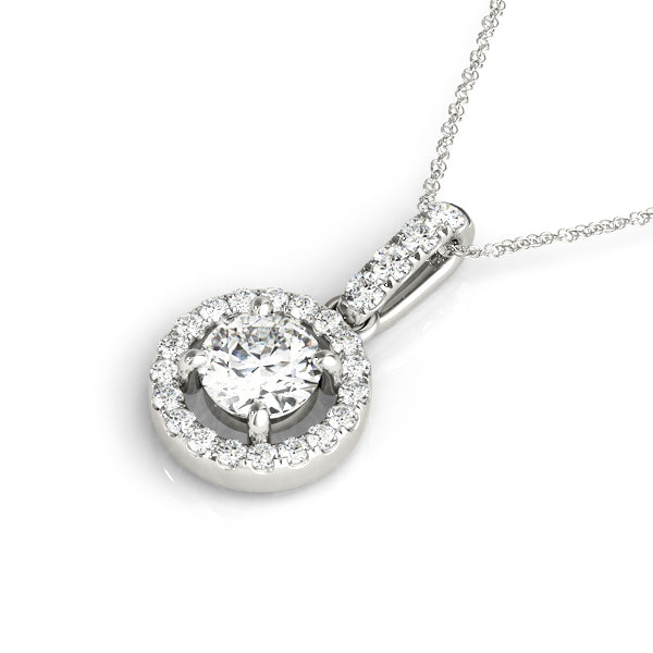 Lily Round Halo Pendant in Platinum