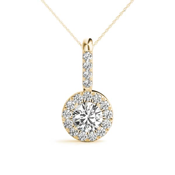 Bravo Round Halo Pendant in Yellow Gold