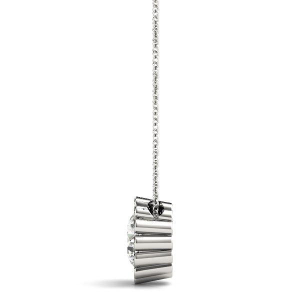 Zara Solitaire Flower Shaped Pendant in Round Platinum