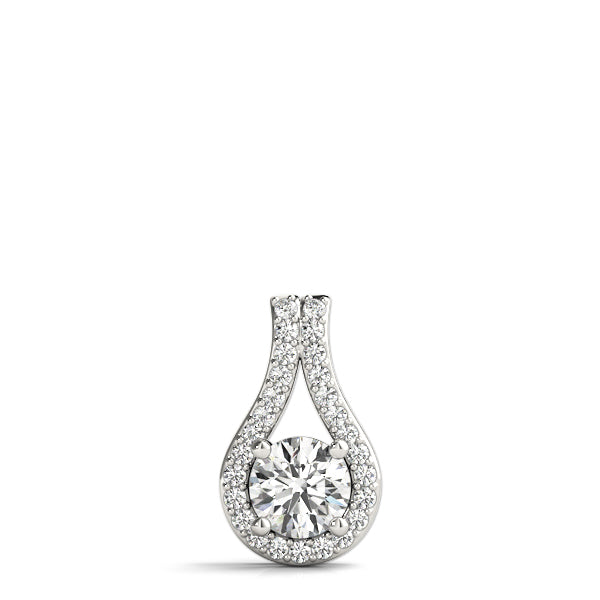 Natt Tear-shaped Round Halo Pendant in Platinum