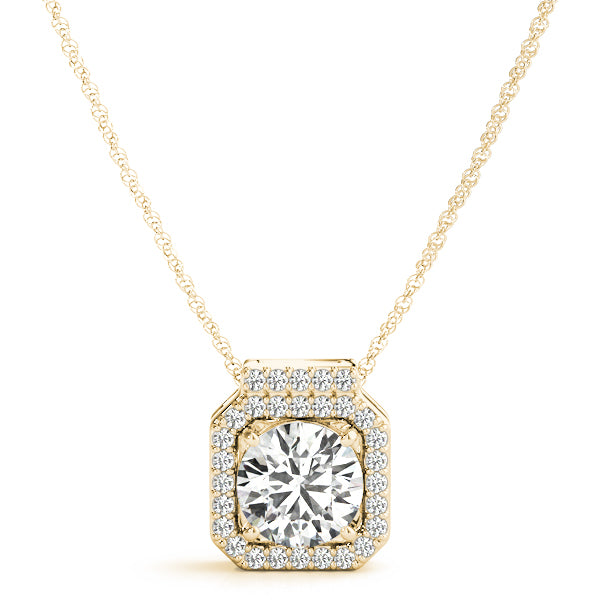 Clara Halo Pendant in Round Yellow Gold