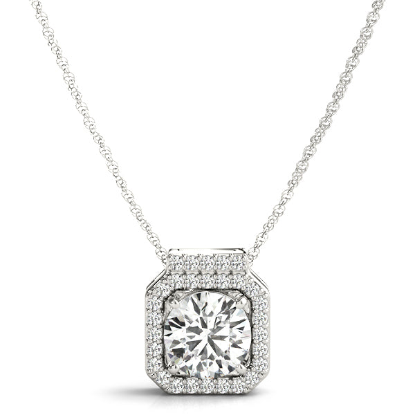 Clara Halo Pendant in Platinum