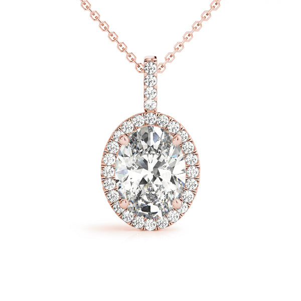 Bloom Oval Halo Pendant in 10K Rose Gold
