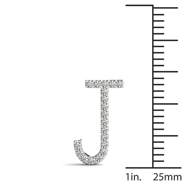 Diamond Initial J in 18K White Gold