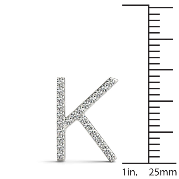 Diamond Initial K in 18K White Gold