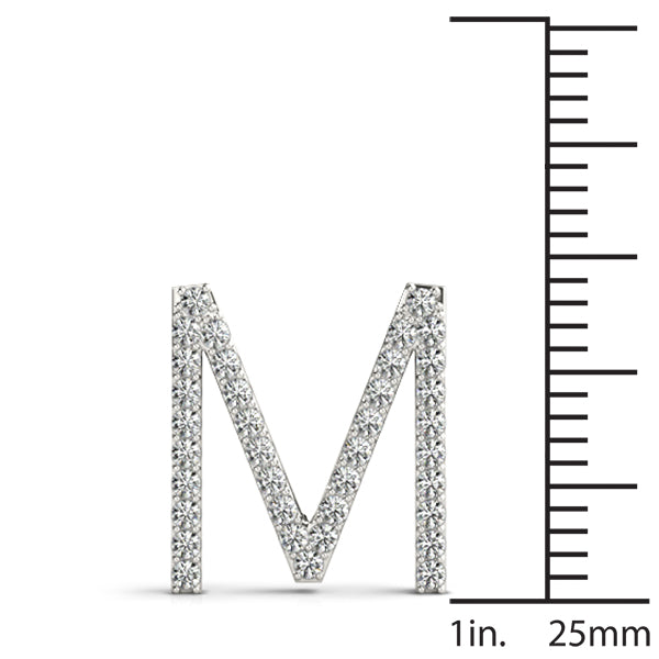 Diamond Initial M in 18K White Gold