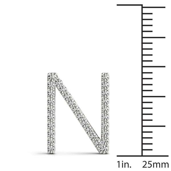 Diamond Initial N in 18K White Gold