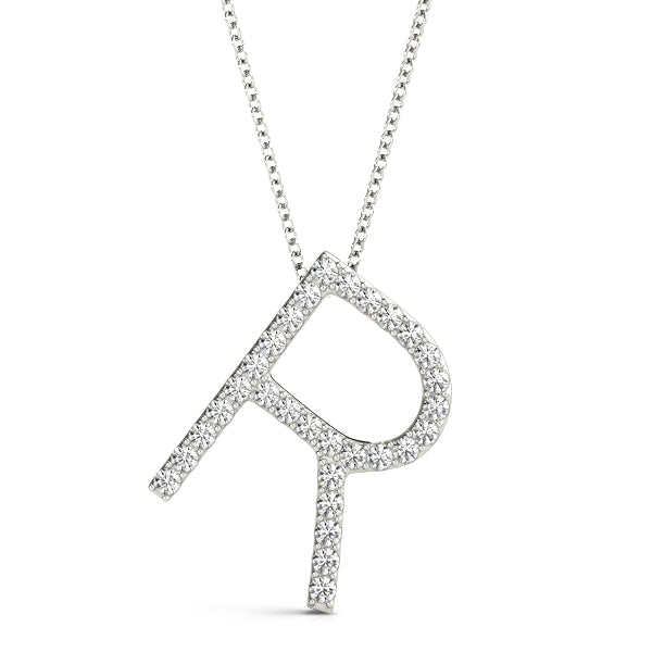 Diamond Initial R in Platinum