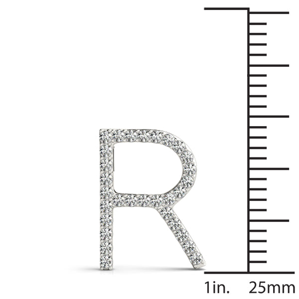 Diamond Initial R in 18K White Gold
