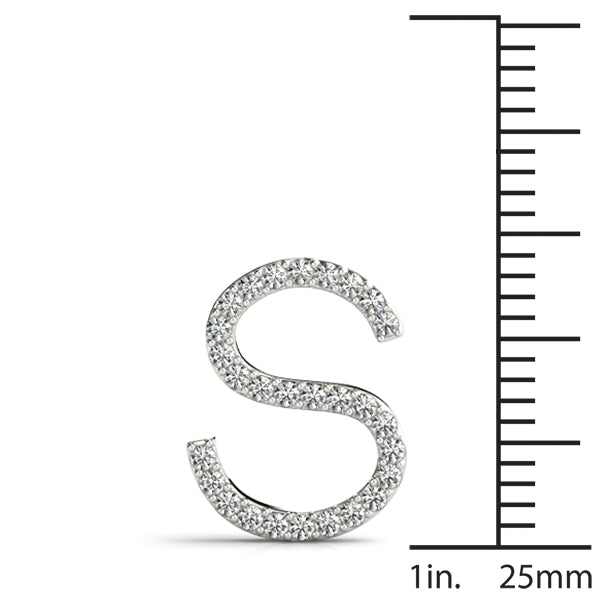 Diamond Initial S in 18K White Gold