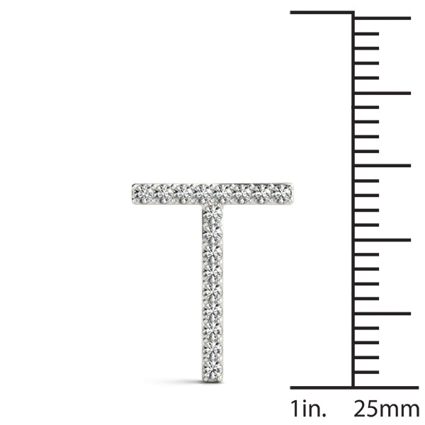 Diamond Initial T in 18K White Gold