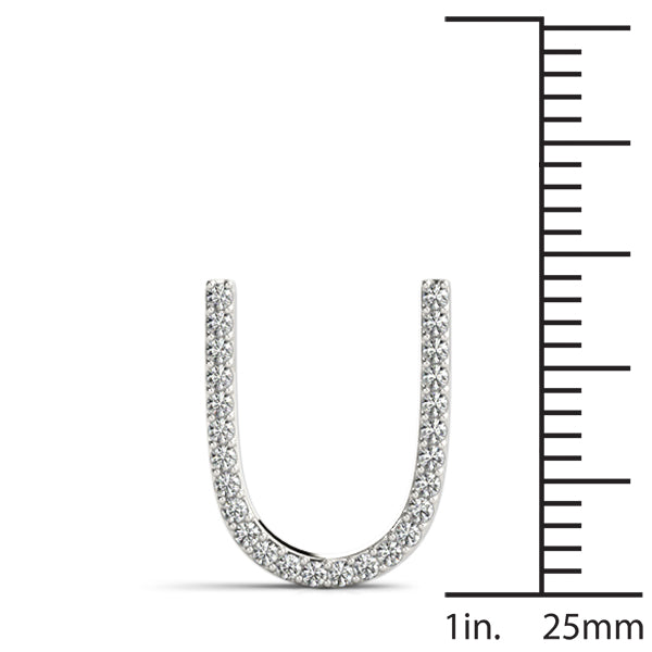 Diamond Initial U in 18K White Gold