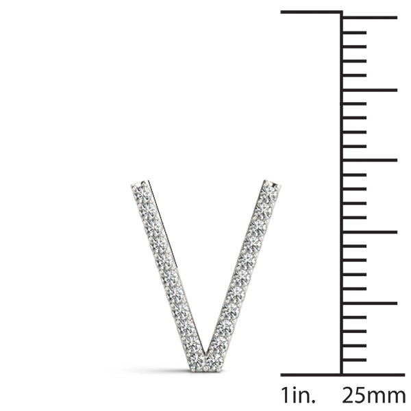 Diamond Initial V in 18K White Gold