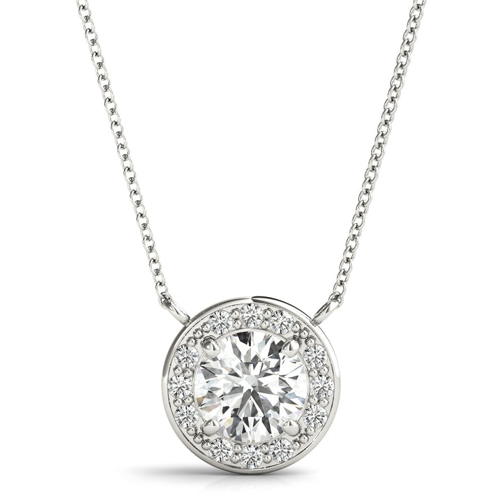 Jack Round Halo Pendant in White Gold