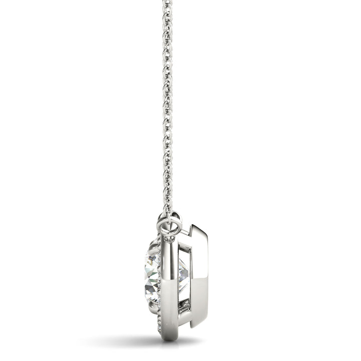 Jack Round Halo Pendant in Platinum